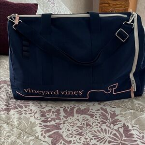 Vineyard Vines Navy Sport Duffel / Tennis Bag/ pickle ball bag 🐳 Pink Whale Logo
